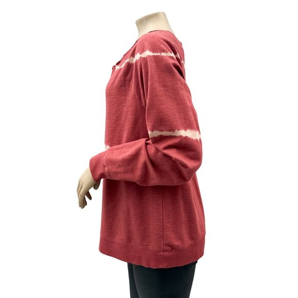 Custom Tie Dye Red Slouchy Scoop Neck Long Sleeves‎ Everyday Sweatshirt Women L - Picture 4 of 9